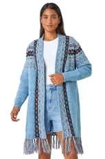 Women Cardigan - Ladies Longline Coatigan Tassel Open Front Cardi Winter Autumn Casual Textured Edge to Edge Yarn Patterned Comfy Work Going Out - Light Blue - Size 20 Women Cardigan - Ladies Longline Coatigan Tassel Open Front Cardi Winter Autumn Casual Textured Edge to Edge Yarn Patterned Comfy Work Going Out - Light Blue - Size 20