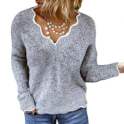 Women Casual Loose Long Sleeve Jumper Baggy V Neck Tops Blouse T-Shirt Autumn Winter Oversized Tunic