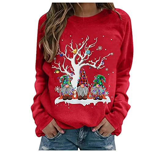 Women Cheap Christmas Costumes Black Jacket 40Th Birthday Gifts for Women Camping Women's Long Sleeve Sweatshirt Printed Top Casual Pullover Christmas Amazon Sale Clearance