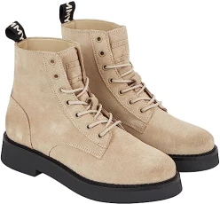 Women Chelsea Boot Lace Up Ankle-High, Beige (Sandalwood), 5 UK