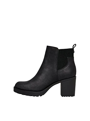 Women Chelsea Boots with Heel | Ankle Shoes | Bootie Boots Without Closure ONLBARBARA, Colours:Black