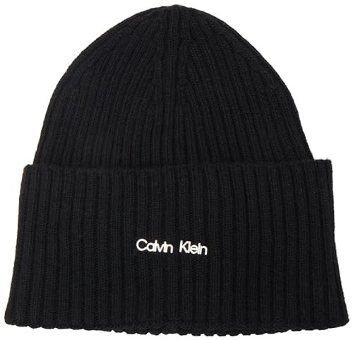 Women CK Must Logo Beanie Knitted Hat Black One Size