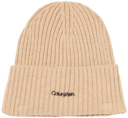 Women CK Must Logo Beanie Knitted Hat Grey One Size