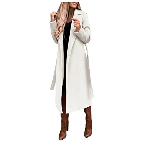 Women Coat Plus Size Double Breasted Thick Warm Charming Wool Jacket Winter Outdoor Long Trench Coat