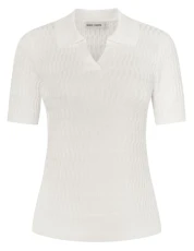 Women Crochet Short Sleeve Polo Sweater Tops Lightweight Summer V Neck Soft Knit Pullover Shirt Off WhiteXXL