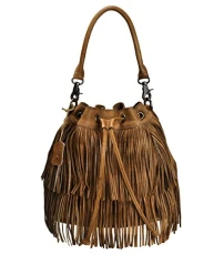 Women Dip Dye Leather Boho Rogue Bag Fringe Bag Satchel Shoulder bag Handbag Crossbody Bag, Brown, M