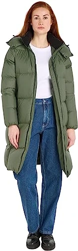 Women Down Coat Long Puffer Winter, Green (Thyme), 3XL