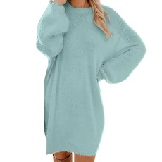 Women Dresses Clearance, Women Winter Sweater Knit Warm Long Sleeve Pocket Mini Sweater Dress Casual Dreses Cocktail Dreses Evening Gowns Work Dreses, Sky Bluec