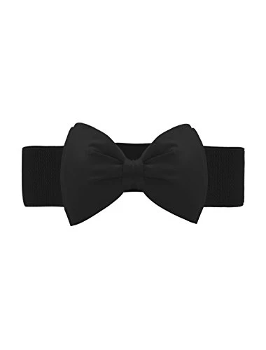 Women Elastic Belt Wide Stretchy Cute Bowknot Wedding Black Fit Waist:24-32 inches