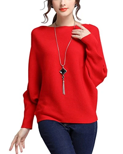 Women Fashion Elegant Knitwear Winter Autumn Tops Warm Batwing Sleeve Sweaters Solid Color Jumper Re