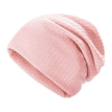 Women Fashion Knit Slouchy Beanie Hat Thin Stretch Skull Caps (Solid Light Pink),One Size