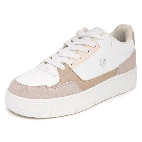 Women Fashion Sneaker Lace-Up Tennis Casual Shoes for Ladies, White Grey-nachez, 7 UK