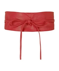 Women Faux Leather PU Obi Belt Cinch Wide Waist, Red, One Size, 14987-RED-OS Women Faux Leather PU Obi Belt Cinch Wide Waist, Red, One Size, 14987-RED-OS