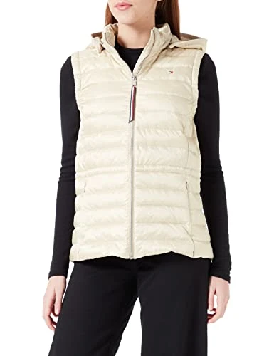 Women Feminine LW Down Vest Padded, Beige (Light Sandalwood), XL