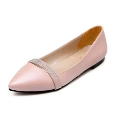 Women Flats with Rhinestones Slip-on Pointy Toe Pumps Dressy and Comfortable Size 1-13 US (Pink, 43 Women Flats with Rhinestones Slip-on Pointy Toe Pumps Dressy and Comfortable Size 1-13 US (Pink, 43
