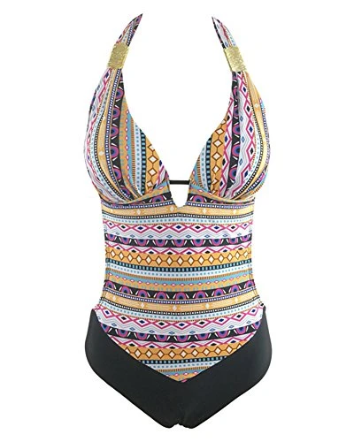 Women Floral Swimsuit One Piece Monokini Swimwear Padded Bathing Suit Swimming Costume Beachwear Plus Size Yellow L
