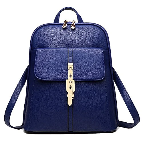 Women Girls Ladies Backpack Casual Shoulder Bag Rucksack PU Leather Travel Bag Sappblue