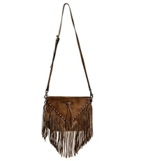 Women Handmade Dip Dye Leather Fringe Bohemian Tassel Studed Cross Body Bag (Brown) Women Handmade Dip Dye Leather Fringe Bohemian Tassel Studed Cross Body Bag (Brown)