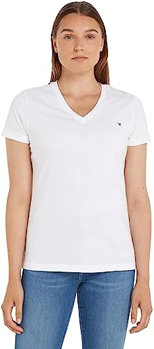 Women Heritage Short-Sleeve T-Shirt V-Neck, White (Classic White), S