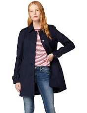 Women Heritage Single Breasted Trench Jacket for In-Between Weather, Blue (Midnight), M