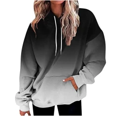 Women Hoodie Sweatshirts Dress Long Sleeve Hoodies Dress Casual Ruched Drawstring Pullover Jumper Tops Fleece Hoodie Black S