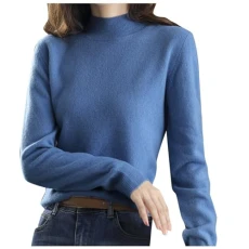 Women Jumpers and Sweaters New Half High Collar Knitted Sweater Women's Autumn Winter Short Pullover Solid Color Loose Sweater Thickened Bottoming Shirt Dropshipping Womens Jumpers Size 10 Sales