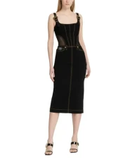 Women Knee Length Dresses Baroque Black 10 UK