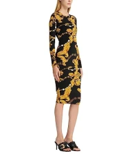 Women Knee Length Dresses Black - Gold 6 UK