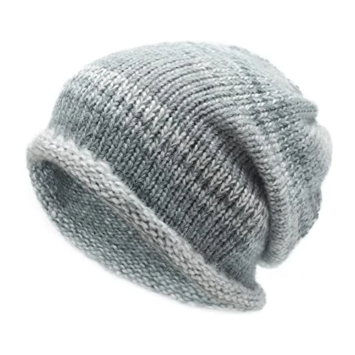 Women Knit Slouchy Beanie Hats Soft Winter Stretch Skull Cap(Gradient Gray)