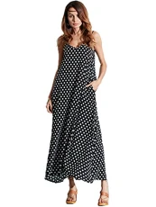 Women Knot Front Dress Flare Ruched Wrap V Neck Backless Strap Polka Dots Maxi Long Dress Cocktail Beach Black UK 10 Women Knot Front Dress Flare Ruched Wrap V Neck Backless Strap Polka Dots Maxi Long Dress Cocktail Beach Black UK 10