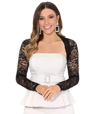 Women Lace Evening Shrug Party Bolero (Black, 18), 2726-BLK-18