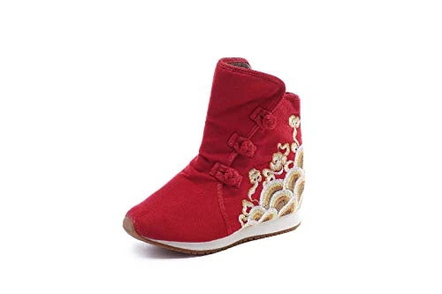 Women Lady Chinese Style Embroidery Winter Ankle Boots Comfort Sports Canvas Shoes