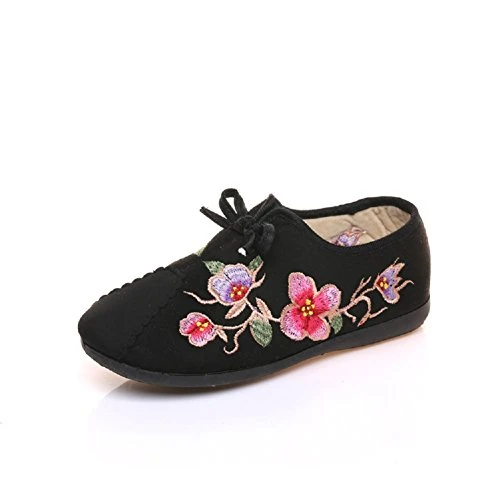 Women Lady Vintage Chinese Style Embroidery Winter Warm Embroidered Plus Velvet Casual Walking Shoes