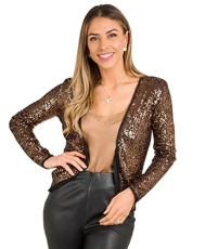 Women Long Sleeve Sequin Evening Jacket Open Party Blazer (Gold, 12), 10825-GLD-12 Women Long Sleeve Sequin Evening Jacket Open Party Blazer (Gold, 12), 10825-GLD-12