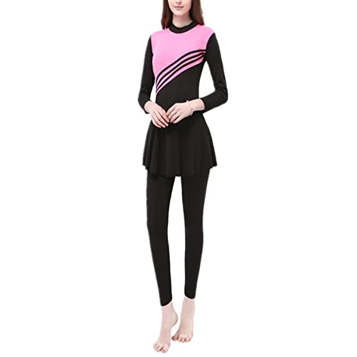 Women Long Sleeve Swimsuit Muslim Swimwear One Piece Burkini Full Cover Modest Swimming Costume Islamic Arab Bathing Suit with Hijab