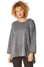 Women Long Sleeve Textured Jersey Top - Ladies Casual Round Neck Pocket Detail Lounge Work from Home Soft Cosy Autumn Winter Loungewear Tops - Grey - Size S Women Long Sleeve Textured Jersey Top - Ladies Casual Round Neck Pocket Detail Lounge Work from Home Soft Cosy Autumn Winter Loungewear Tops - Grey - Size S