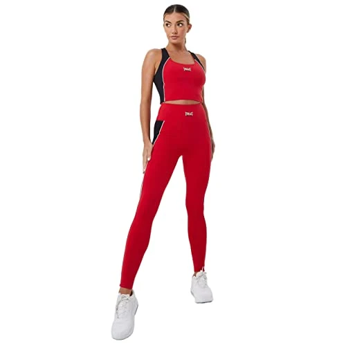 Women Longline Panel Sports Bra Red 12 (M)