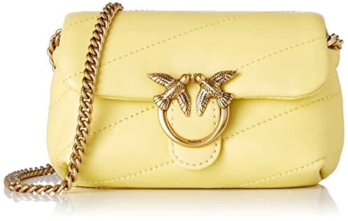 Women Love Micro Puff C Sheep Nappa Bag, H45q_Aqueous Yellow-Antique Gold, 14