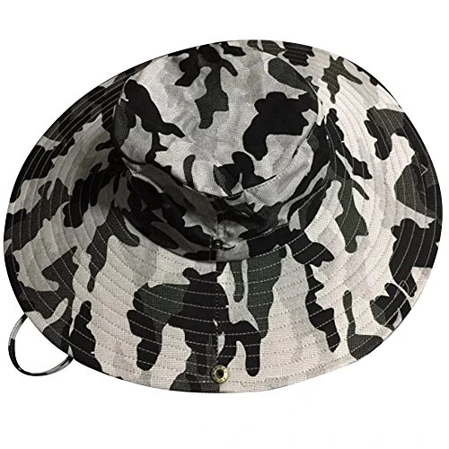 Women Men Camouflage Bucket Hat Jungle Military Bush Hat Unisex Wide Brim Sun-Shading Fishing Hats LightGreyMC One Size