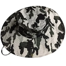 Women Men Camouflage Bucket Hat Jungle Military Bush Hat Unisex Wide Brim Sun-Shading Fishing Hats LightGreyMC One Size