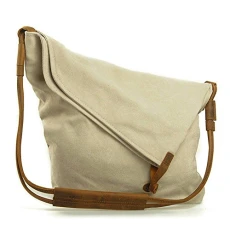 Women Men Canvas Retro Literary College Style Shoulder Messenger Bag Unisex Cross Body Bags Handbag (White)