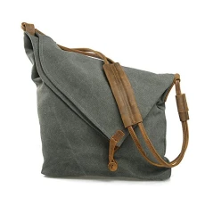 Women Men Canvas Retro Literary College Style Shoulder Messenger Bag Unisex Cross Body Bags Handbag (Grey)