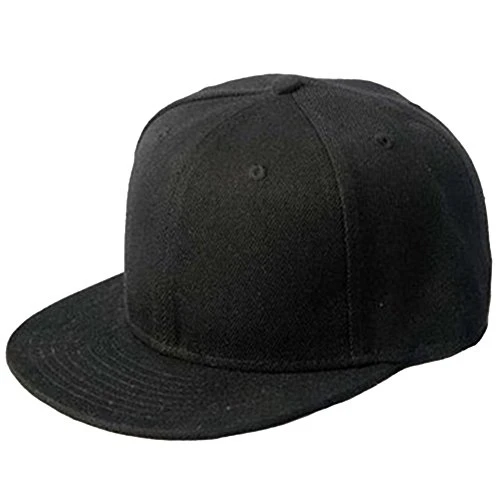 Women Men Plain Adjustable Baseball Caps Unisex Snapback Hip Hop Flat Peak Sun Cap Black One Size