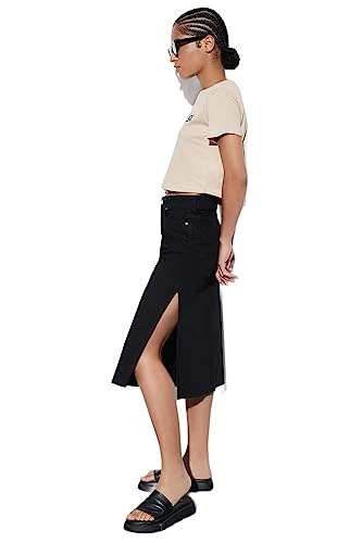 Women Midi A-line A-line Denim Skirt