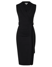 Women Midi Bodycon Dress Sleeveless Vest Top Wrap Business Dresses for Office Work Casual Formal Party Black 10
