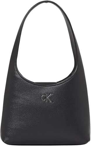 Women MINIMAL MONOGRAM A SHOULDERBAG, Black/Shiny Gunmetal, One Size