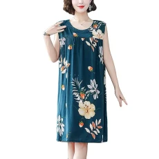Women Nighties Short Sleeve Above Knee Soft Cotton Nightdress Floral Print Summer Loungwear Sleepwear 8 M