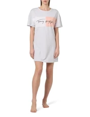 Women Nightshirt Oversize Nightdress Stretch Cotton, Grey (Ice Grey Heather), S Women Nightshirt Oversize Nightdress Stretch Cotton, Grey (Ice Grey Heather), S
