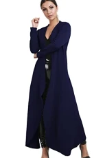 Women Open Flare Long Trench Jacket Cardigan Floaty Flowy Cardi Coat Maxi Floaty Navy Plus Size (UK 24/26) Women Open Flare Long Trench Jacket Cardigan Floaty Flowy Cardi Coat Maxi Floaty Navy Plus Size (UK 24/26)