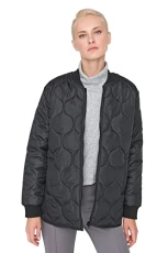 Women Oversize Basic Bomber Collar Woven Jacket Black Women Oversize Basic Bomber Collar Woven Jacket Black